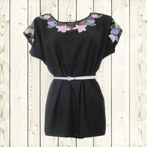 black floral boho lace shirt size medium large